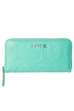 Longbörse mit All-Over-Logo-Prägung misty mint