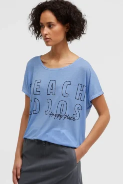 Longshirt mit Ausbrenner-Effekten und Glitter Logo soft ocean