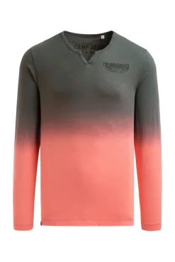 Longsleeve mit Dip-Dye-Effekt und Rücken-Print wild salmon