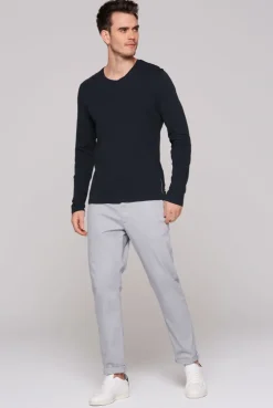 Longsleeve mit V-Neck blue navy
