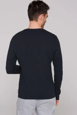 Longsleeve mit V-Neck blue navy
