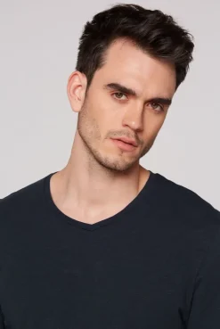 Longsleeve mit V-Neck blue navy