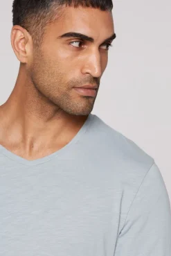 Longsleeve mit V-Neck smokey mint