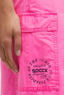 Midirock im Cargo-Stil mit Elastikbund neon magenta