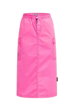 Midirock im Cargo-Stil mit Elastikbund neon magenta