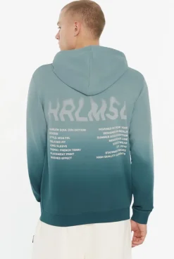 MON-TEL Hoodie Dip Dyed printed fog blue