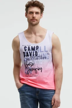 Muskelshirt Dip Dye mit Puffprint neon pink