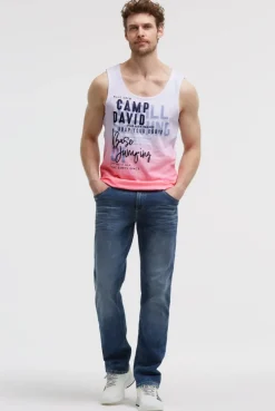 Muskelshirt Dip Dye mit Puffprint neon pink