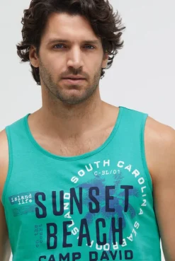 Muskelshirt mit Label Prints island green