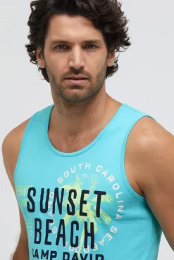 Muskelshirt mit Label Prints aqua