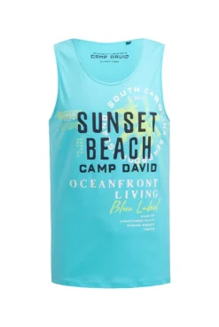 Muskelshirt mit Label Prints aqua