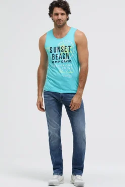 Muskelshirt mit Label Prints aqua