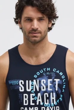 Muskelshirt mit Label Prints blue navy
