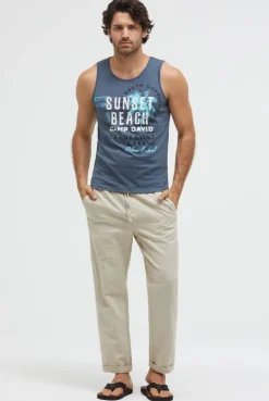 Muskelshirt mit Label Prints harbour blue