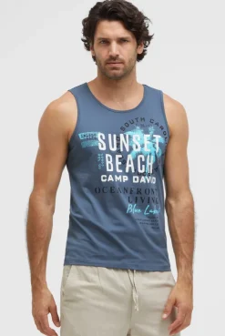 Muskelshirt mit Label Prints harbour blue