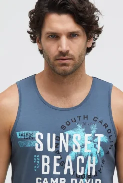 Muskelshirt mit Label Prints harbour blue