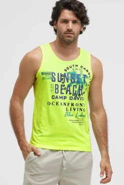 Muskelshirt mit Label Prints neon lime