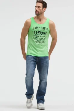 Muskelshirt Oil Dyed mit Logo Prints neon green