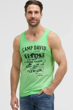 Muskelshirt Oil Dyed mit Logo Prints neon green