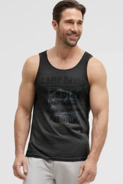 Muskelshirt Oil Dyed mit Logo Prints black