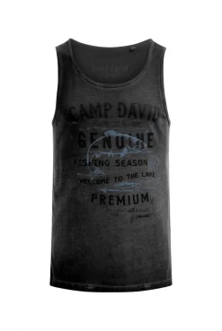 Muskelshirt Oil Dyed mit Logo Prints black
