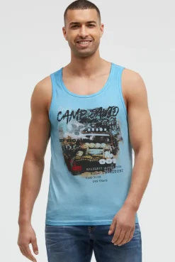 Muskelshirt Oil Dyed mit Photoprint summer aqua