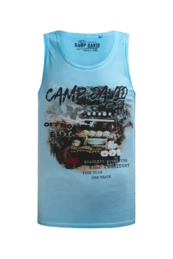 Muskelshirt Oil Dyed mit Photoprint summer aqua