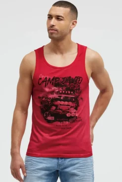 Muskelshirt Oil Dyed mit Photoprint red orange