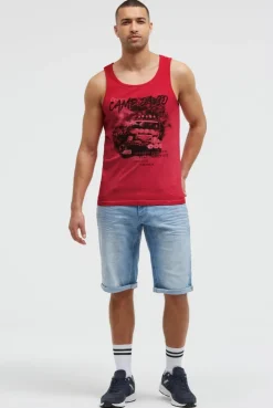 Muskelshirt Oil Dyed mit Photoprint red orange