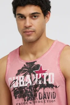 Muskelshirt Oil Dyed mit Used Print beachy red