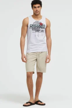 Muskelshirt Oil Dyed mit Used Print opticwhite