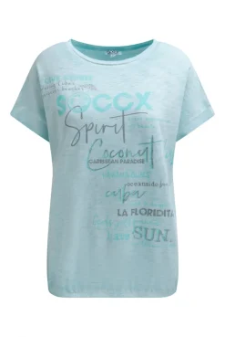 Oversized Shirt mit Artwork und Elastiksaum aqua splash