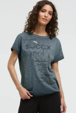 Oversized Shirt mit Artwork und Elastiksaum green shadow