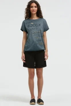 Oversized Shirt mit Artwork und Elastiksaum green shadow