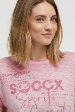 Oversized Shirt mit Artwork und Elastiksaum beachy red