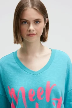 Oversized Sweatshirt mit V-Ausschnitt und Print ocean flash | S