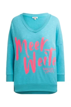 Oversized Sweatshirt mit V-Ausschnitt und Print ocean flash | S