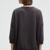 Oversized Sweatshirt mit V-Ausschnitt und Print charcoal mist