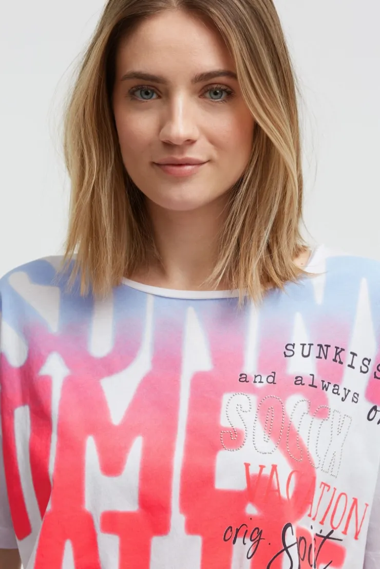 Oversized T-Shirt mit Artwork und Tunnelzugband opticwhite | S
