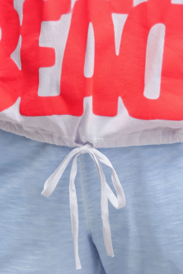 Oversized T-Shirt mit Artwork und Tunnelzugband opticwhite | S