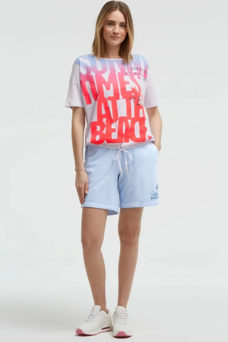 Oversized T-Shirt mit Artwork und Tunnelzugband opticwhite | S