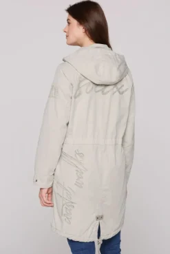Parka mit Kapuze und Rücken-Artwork stone beige