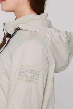 Parka mit Kapuze und Rücken-Artwork stone beige