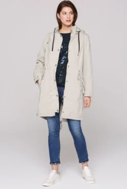 Parka mit Kapuze und Rücken-Artwork stone beige