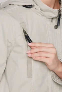 Parka mit Kapuze und Rücken-Artwork stone beige