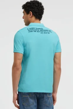 Pikee-Polo Kurzarm mit Rücken-Stickerei aqua