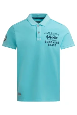 Pikee-Polo Kurzarm mit Rücken-Stickerei aqua