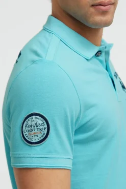 Pikee-Polo Kurzarm mit Rücken-Stickerei aqua