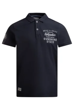 Pikee-Polo Kurzarm mit Rücken-Stickerei blue navy