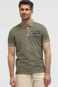 Pikee-Polo Kurzarm mit Rücken-Stickerei green olive